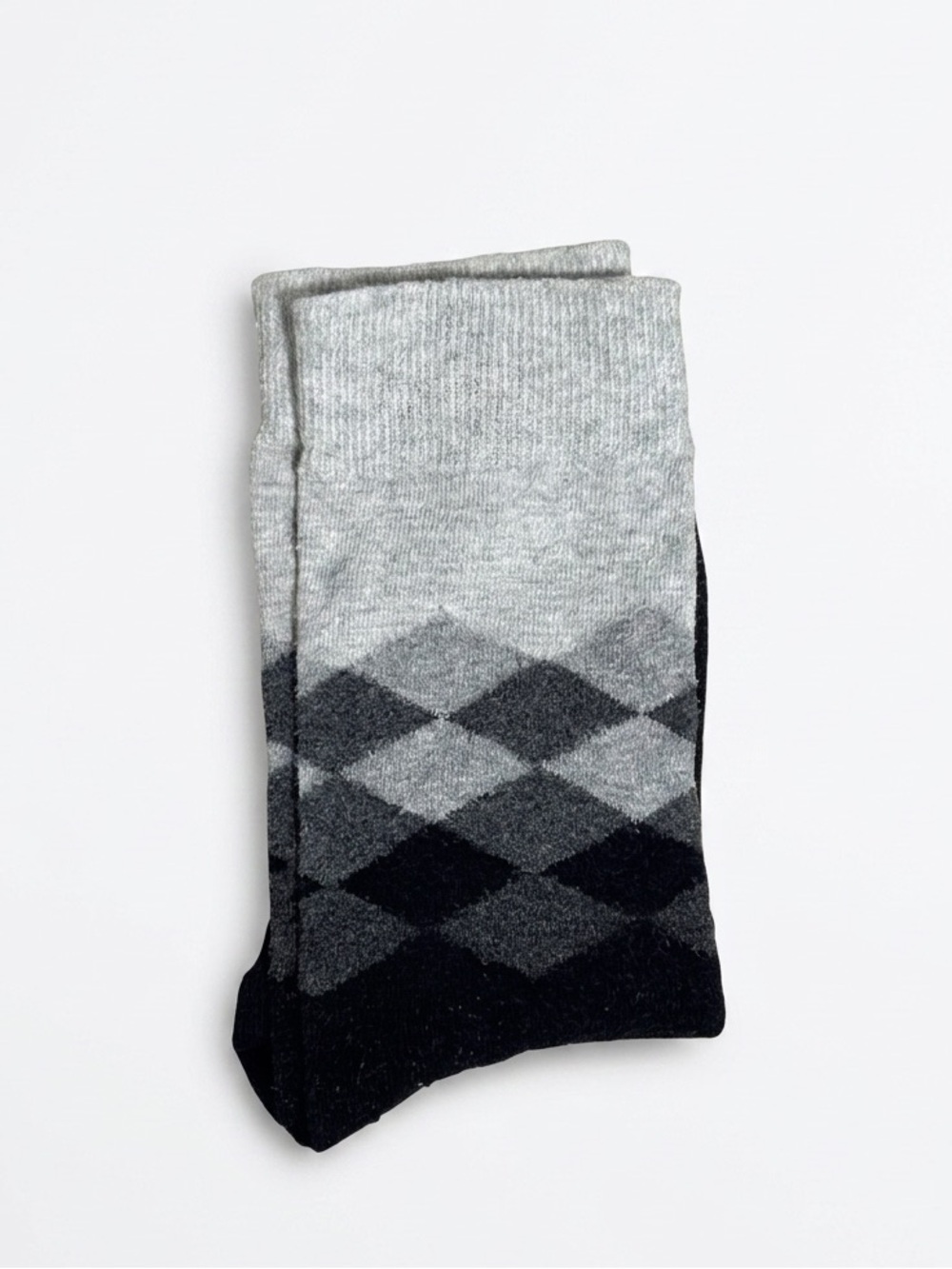 Happy Socks Grey & Black Shadow Argyle Crew Socks OSFM
